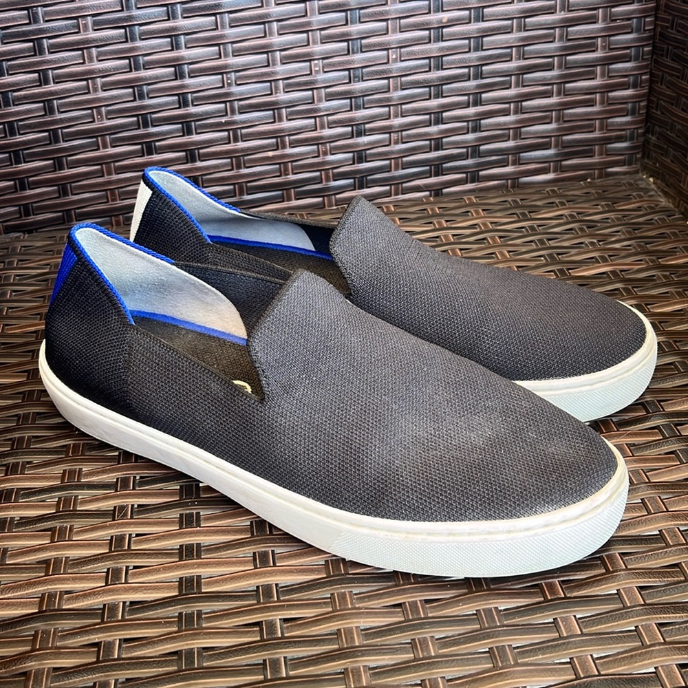 Rothy's Black and Blue Original Knit Slip On Sneakers - Size 9.5